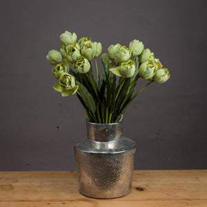 Faux green tulips bunch of 5 stems