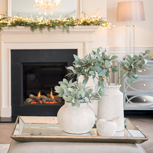 Distressed mirrored trays with wooden detailing in three sizes