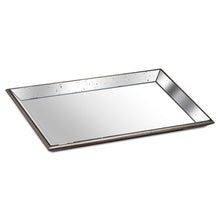 Indlæs billede til gallerivisning Distressed mirrored trays with wooden detailing in three sizes
