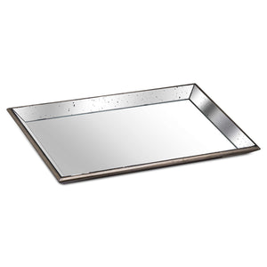 Distressed mirrored trays with wooden detailing in three sizes