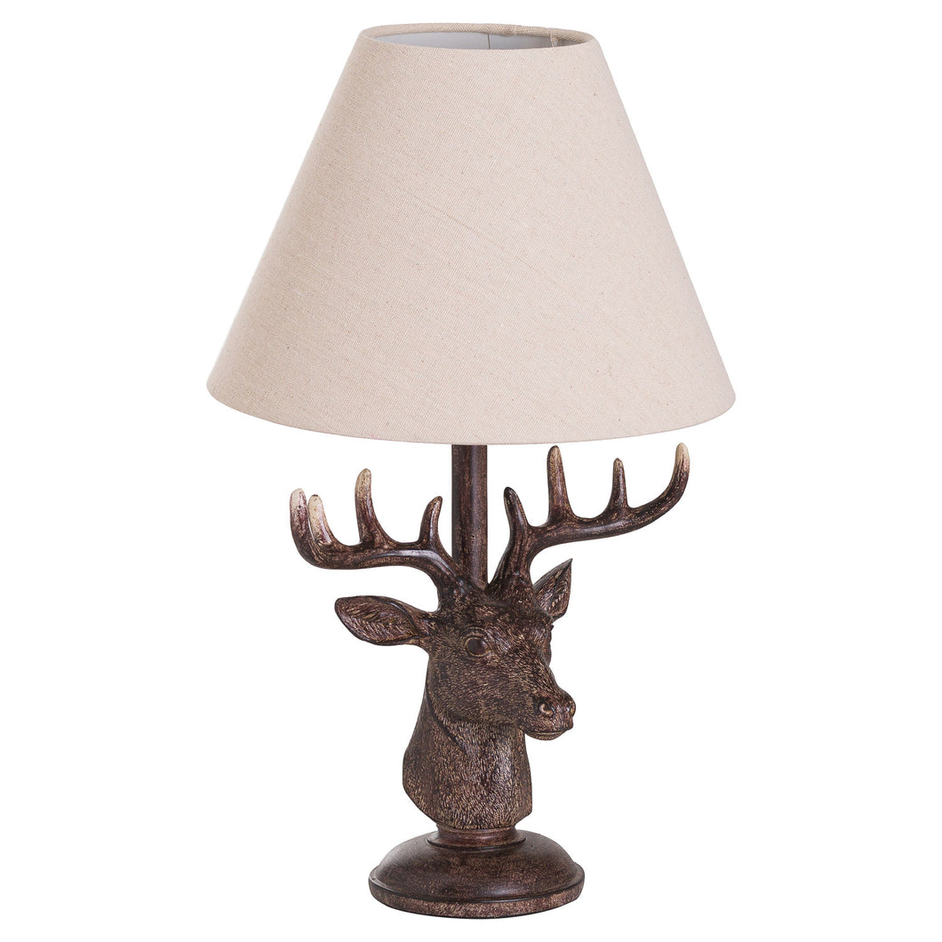 Stag head antiqued lamp