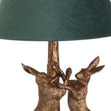 Load image into Gallery viewer, March hares antiqued gold lamp
