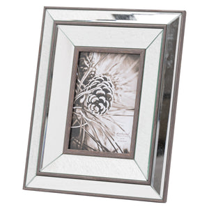 Glass mirror & wood photo frame in three sizes