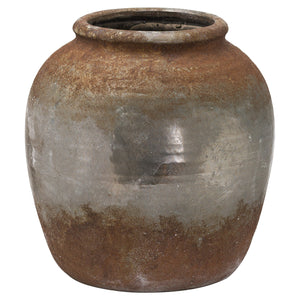 Large aged brown tone stone vase