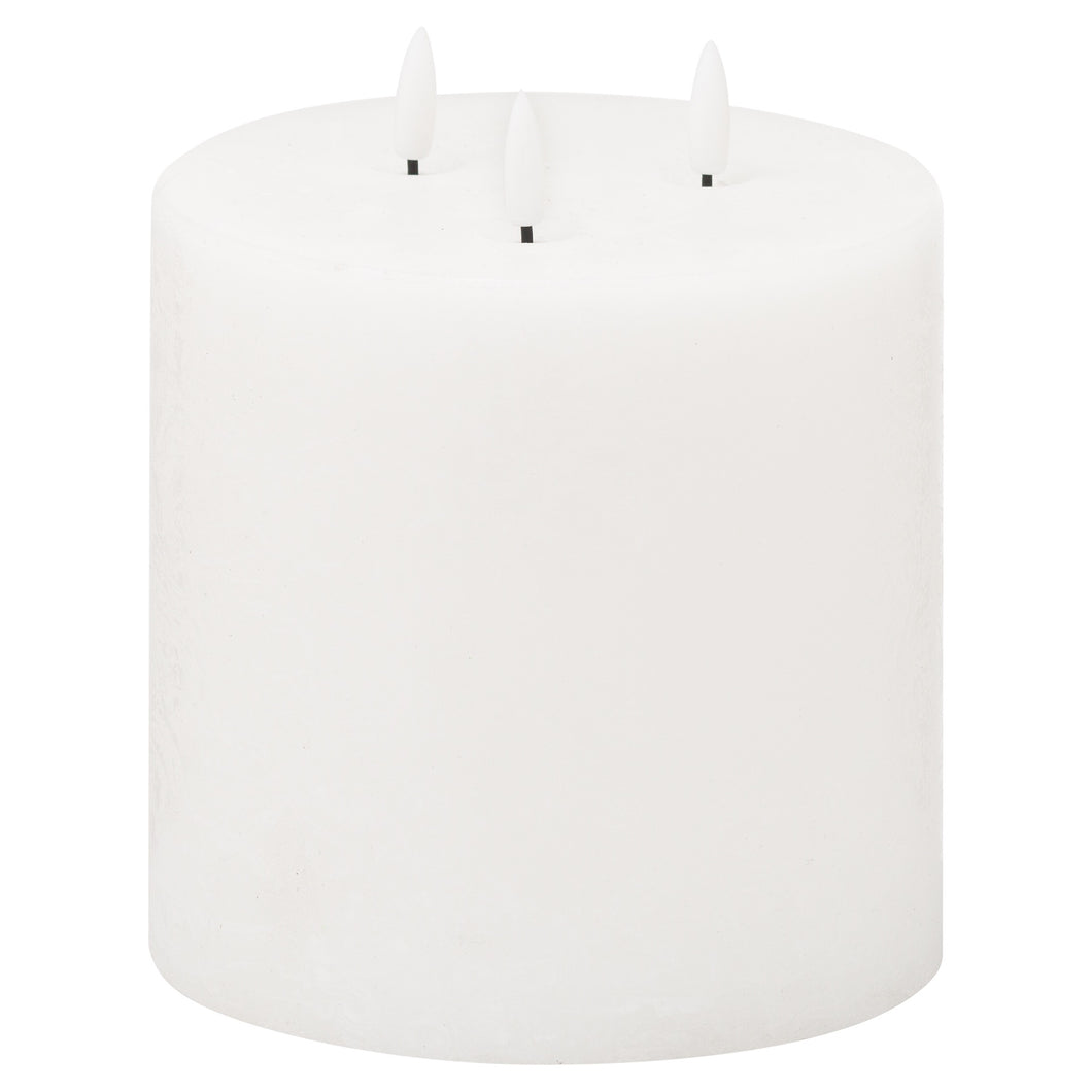 Natural glow 3 wick LED 15cm pillar candle in two colours