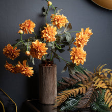 Load image into Gallery viewer, Orange faux dahlia spray
