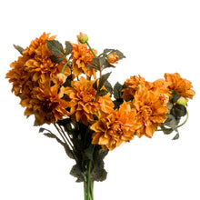 Load image into Gallery viewer, Orange faux dahlia spray
