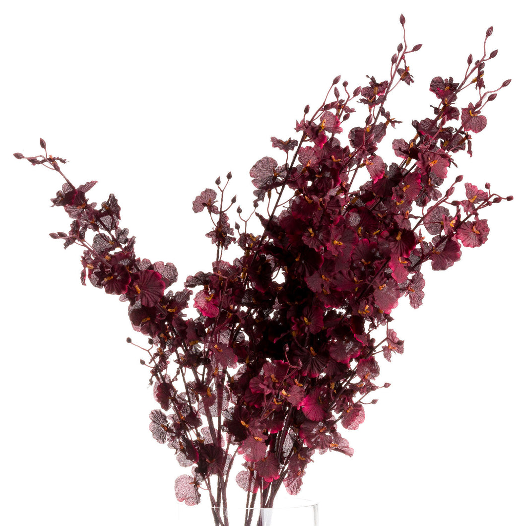 Deep burgundy faux orchid spray