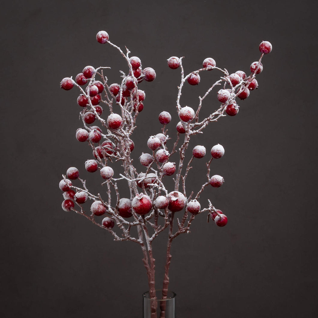 Large faux frosted berry sprig