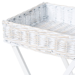 Wicker top butler table in white or grey