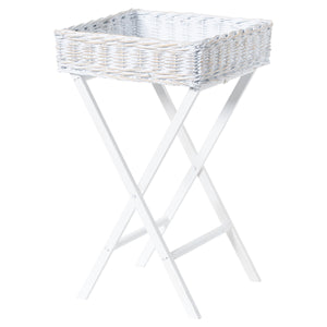 Wicker top butler table in white or grey