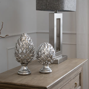 Tall silver pinecone finial