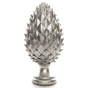 Large tall silver pinecone finial