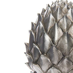 Large silver pinecone finial