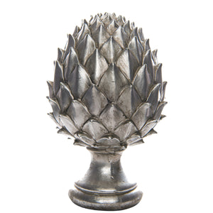 Large silver pinecone finial