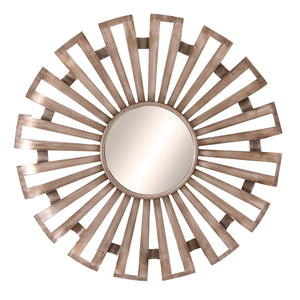 Large antiqued silver sunburst mirror