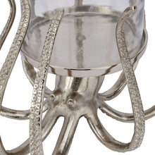 Load image into Gallery viewer, Large silver octopus candle hurricane lantern
