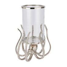 Load image into Gallery viewer, Large silver octopus candle hurricane lantern
