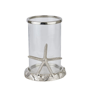 Silver starfish hurricane lantern