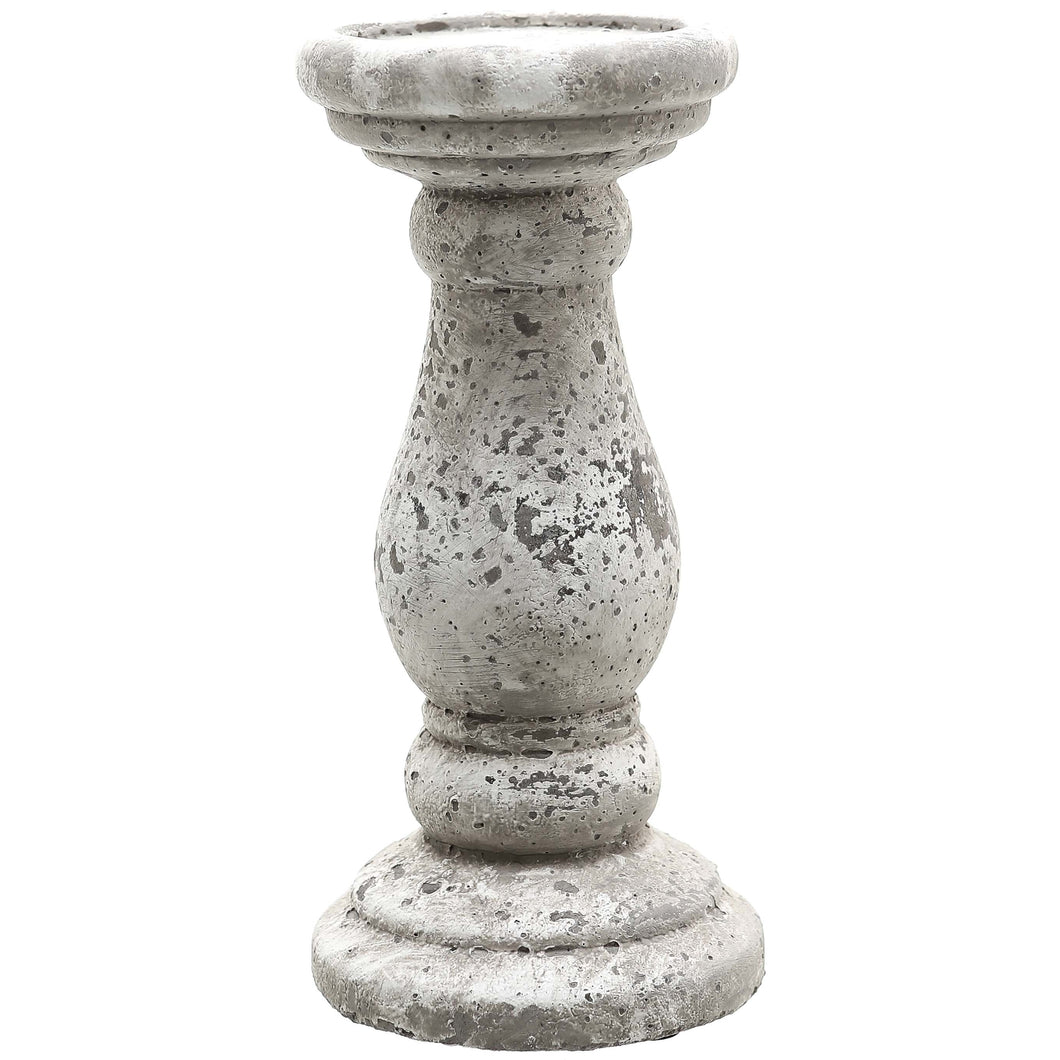 Antiqued stone ceramic candle holder in three sizes