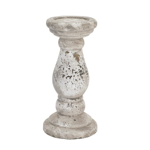 Antiqued stone ceramic candle holder in three sizes