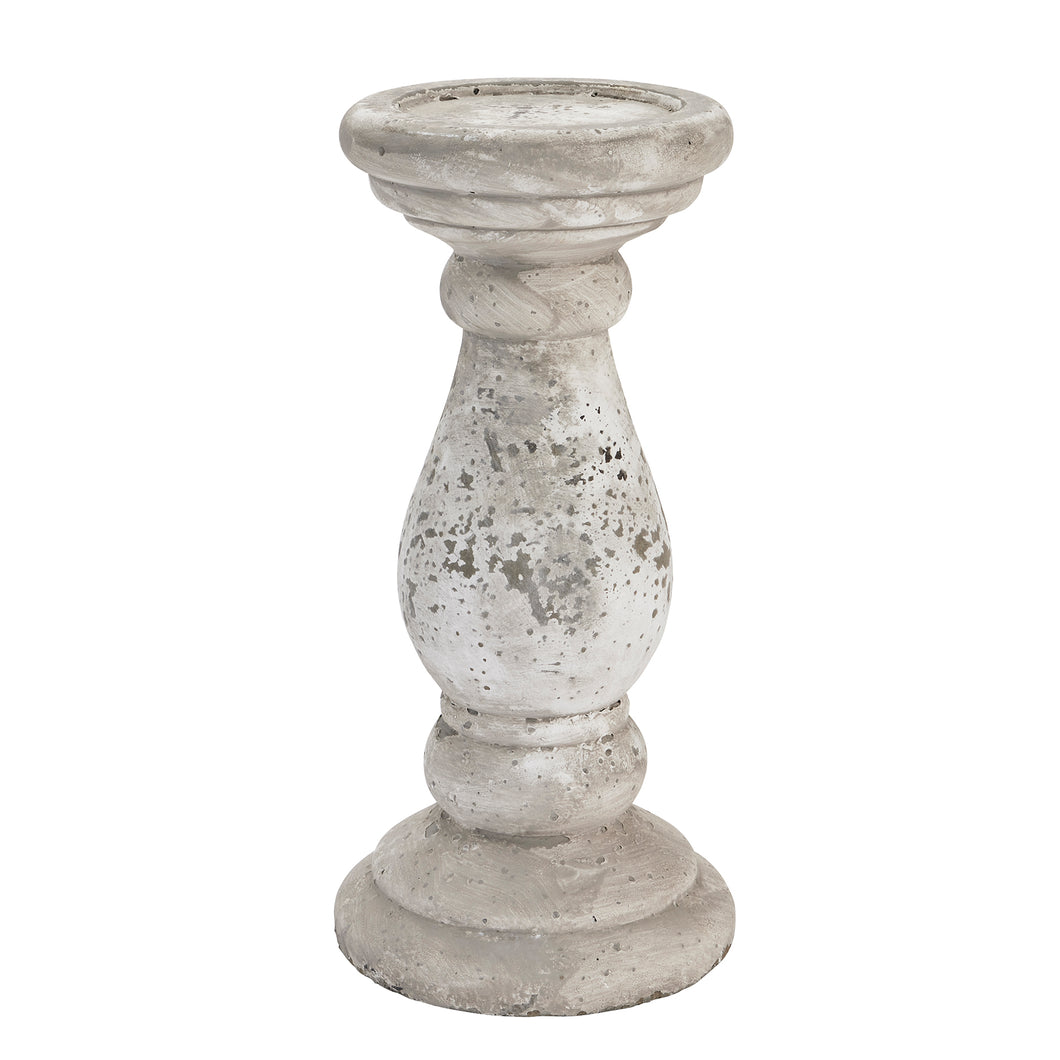Antiqued stone ceramic candle holder in three sizes