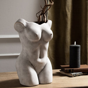 Female figure stone ceramic vase