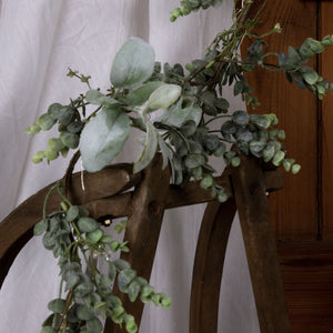 LED Winter garland with lambs ear & eucalyptus