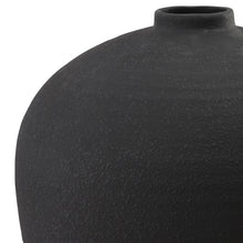 Load image into Gallery viewer, Matt black tall textured ceramic vase
