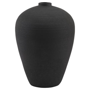 Matt black tall textured ceramic vase