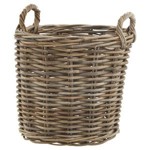 Set of 3 Kubu rattan large round storage baskets