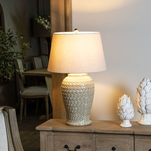 Woven ceramic table lamp