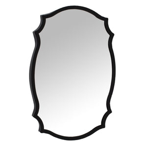 Matt black curved ornate mirror