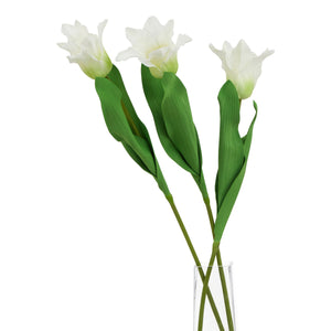 Faux white parrot tulips bunch of 5 stems