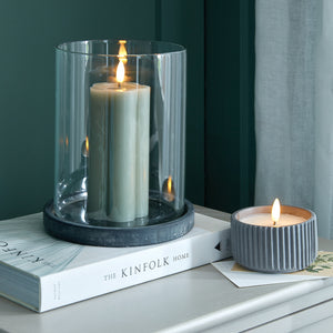 Amalfi stone & glass hurricane lanterns in three colours & two sizes