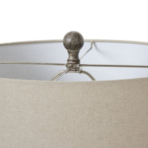 Carved textured table Lamp with a linen shade