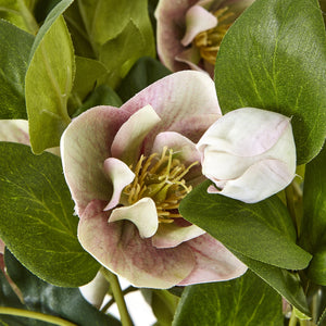 Medium pink faux hellebore in grey pot