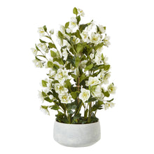 Load image into Gallery viewer, Large white faux hellebore in a grey pot
