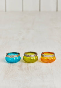 Set of six pumpkin glass tealight holders