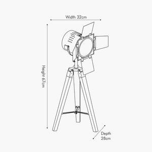 Film tripod silver floor lamp in two sizes