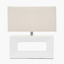 Charger l&#39;image dans la galerie, Wide white block shape ceramic table lamp
