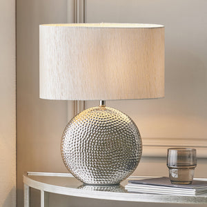 Silver dot textured ceramic table lamp