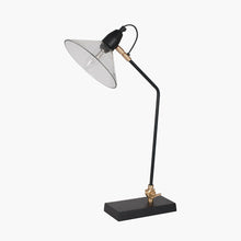 Charger l&#39;image dans la galerie, Canton matt black metal &amp; glass cone table lamp
