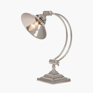 Metal arched arm task table lamp in two finishes