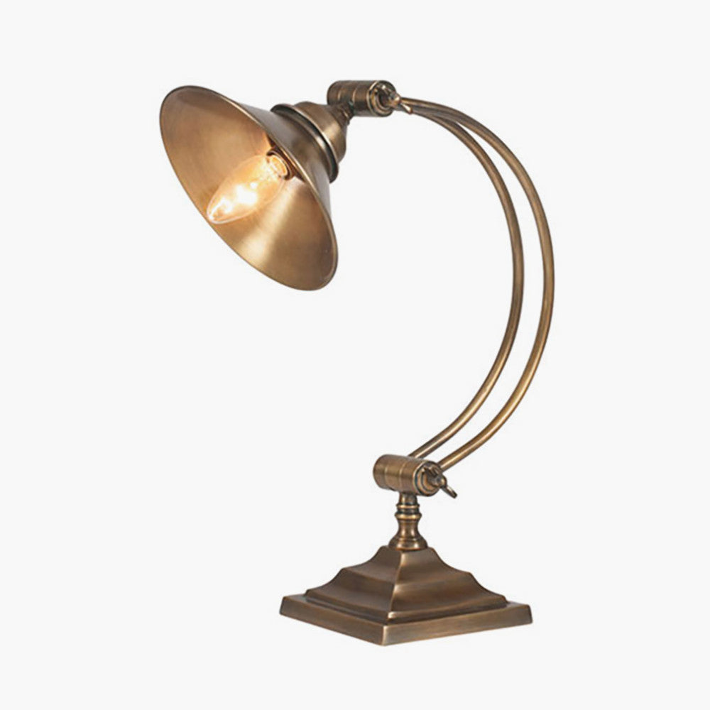 Metal arched arm task table lamp in two finishes