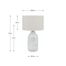 Indlæs billede til gallerivisning Table lamp in white floral design

