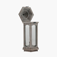 Charger l'image dans la galerie, Table lamp in grey wood in a lantern style
