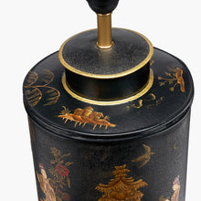Load image into Gallery viewer, Black hand painted landscape metal table lamp
