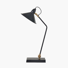 Charger l&#39;image dans la galerie, Canton matt black &amp; brass metal cone table lamp
