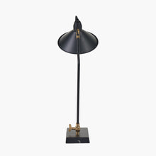 Charger l&#39;image dans la galerie, Canton matt black &amp; brass metal cone table lamp
